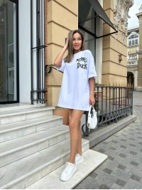 Бавовняна футболка з малюнком бiлого кольору 31781