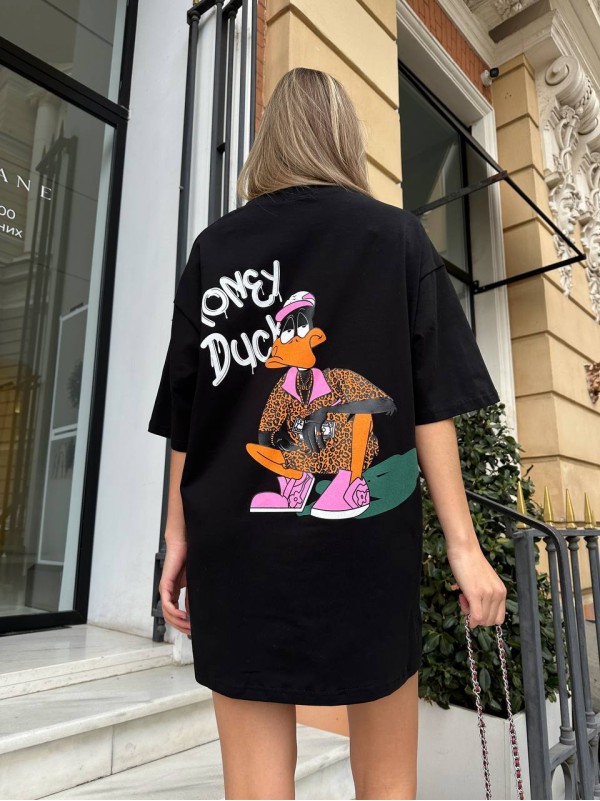 Бавовняна футболка з малюнком чорного кольору 31782