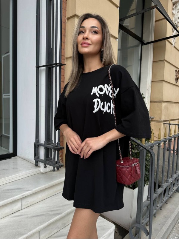 Бавовняна футболка з малюнком чорного кольору 31782