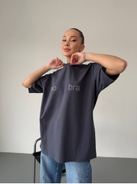 Бавовняна базова футболка графiтового кольору 31783