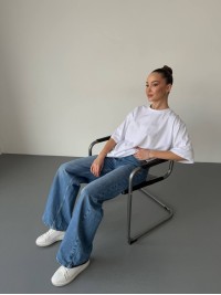 Бавовняна базова футболка молочного кольору 31784