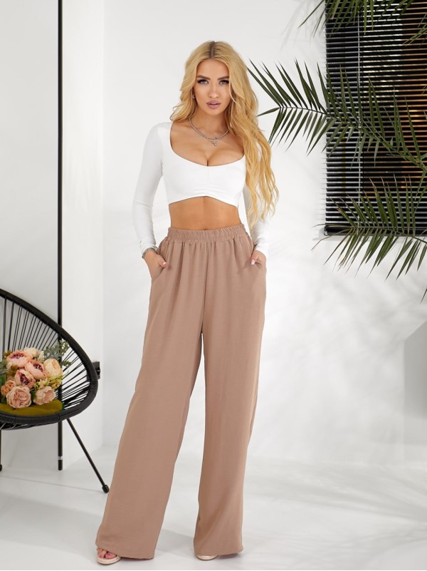 Жіночі прогулянковi штани кавового кольору 31787