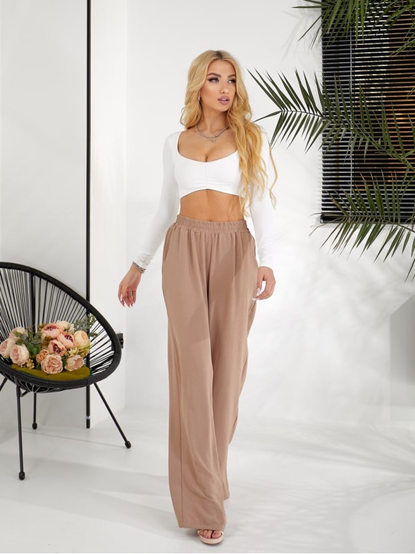 Жіночі прогулянковi штани кавового кольору 31787