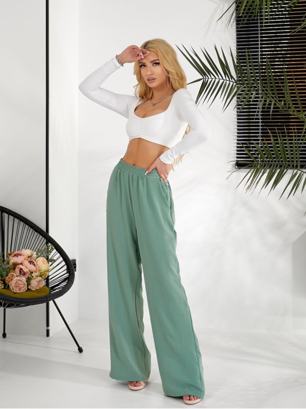 Жіночі прогулянковi штани оливкового кольору 31788