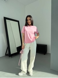 Однотонна базова футболка рожевого кольору 31802