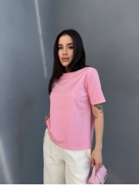 Однотонна базова футболка рожевого кольору 31802