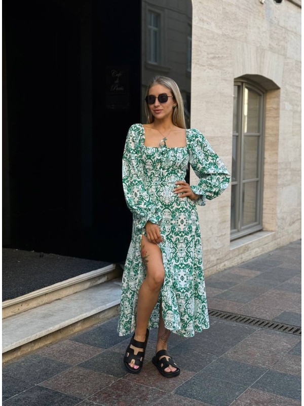 Легка сукня з розрізом зеленого кольору 31805