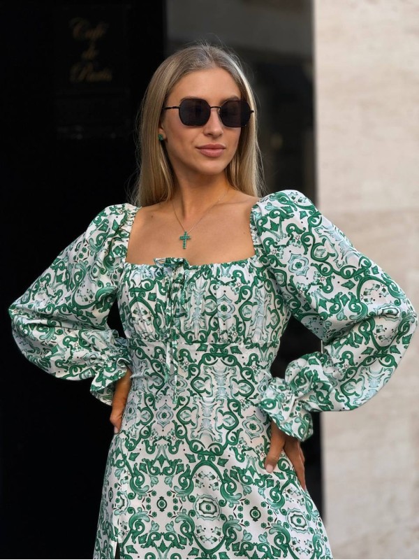 Легка сукня з розрізом зеленого кольору 31805