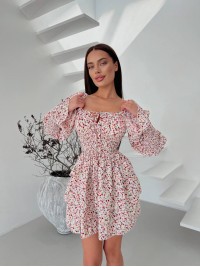 Легка сукня міні молочного кольору 31834