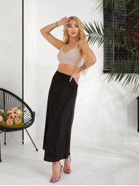 Жіноча шовкова спідниця чорного кольору 31835