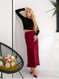 Жіноча шовкова спідниця бордового кольору 31836