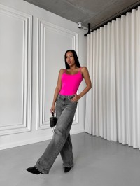 Базовий боді на бретельках малинового кольору 31843