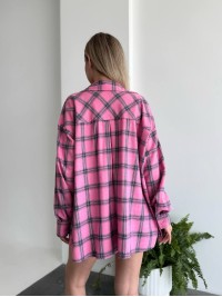Жіноча фланелева сорочка в клітинку малинового кольору 31863
