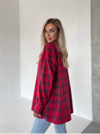Жіноча фланелева сорочка в клітинку бордового кольору 31864