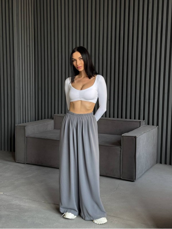 Жіночі вільні штани палаццо сірого кольору 31871