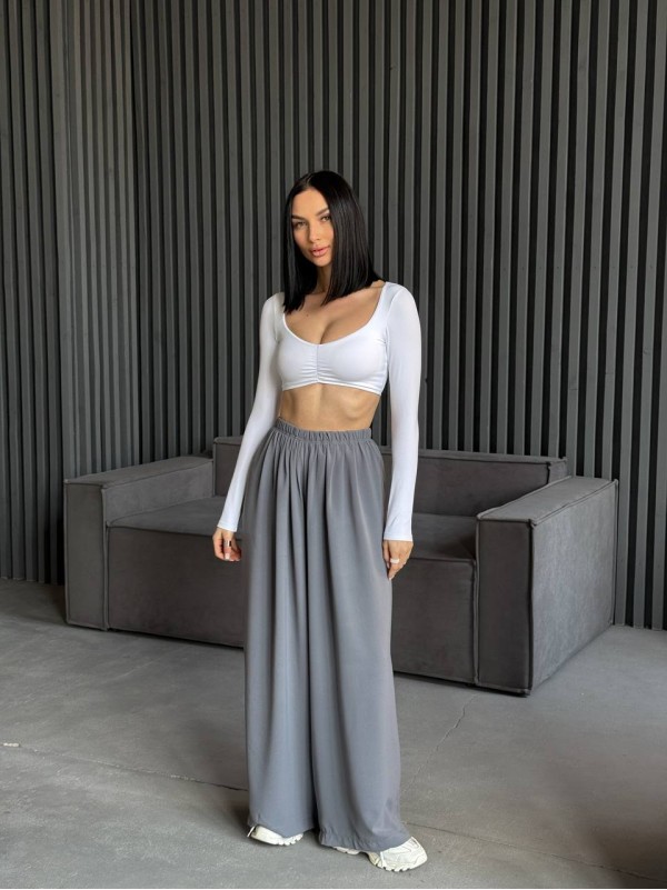 Жіночі вільні штани палаццо сірого кольору 31871