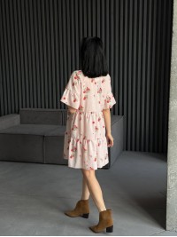 Легка сукня міні пудрового кольору 31877