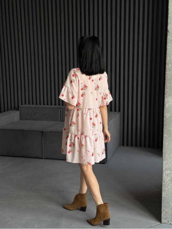 Легка сукня міні пудрового кольору 31877