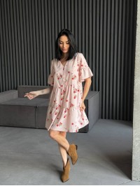 Легка сукня міні пудрового кольору 31877