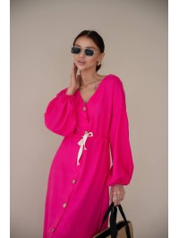 Льняна сукня на гудзиках малинового кольору 31883