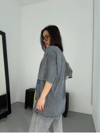 Жіноча футболка з малюнком сірого кольору 31886