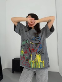 Жіноча футболка з малюнком сірого кольору 31886