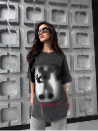 Жіноча футболка з малюнком графітового кольору 31887