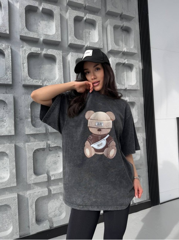 Жіноча футболка з малюнком сiрого кольору 31890