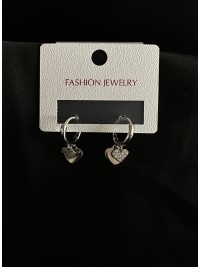 Сережки "Подвійні серця" срібного кольору 31898