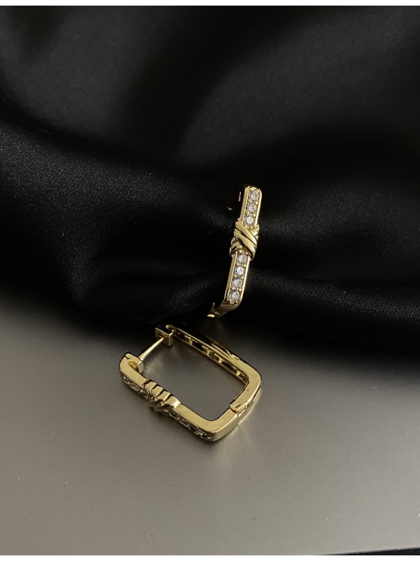 Сережки з камінчиками золотого кольору 31901