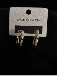 Сережки з камінчиками золотого кольору 31901