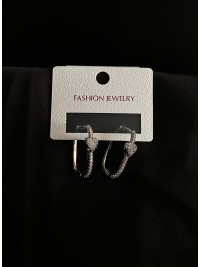 Сережки Серце з камінцями срібного кольору 31904