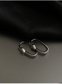 Сережки Серце з камінцями срібного кольору 31904