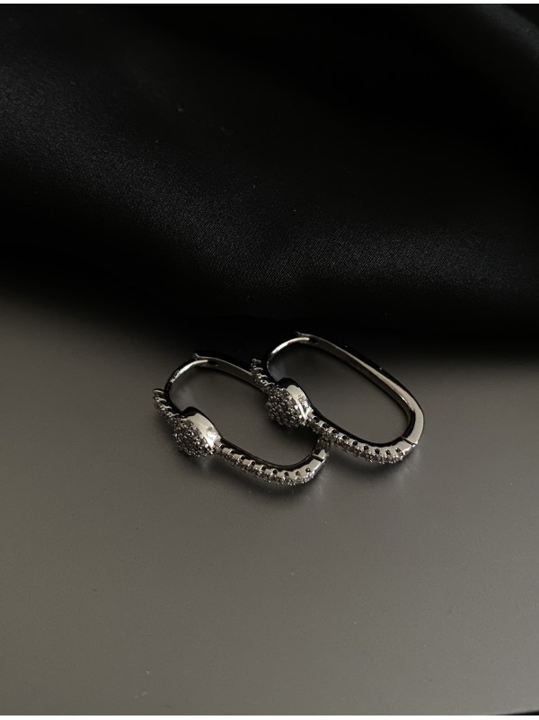 Сережки Серце з камінцями срібного кольору 31904