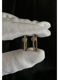 Сережки Серце з камінцями золотого кольору 31905