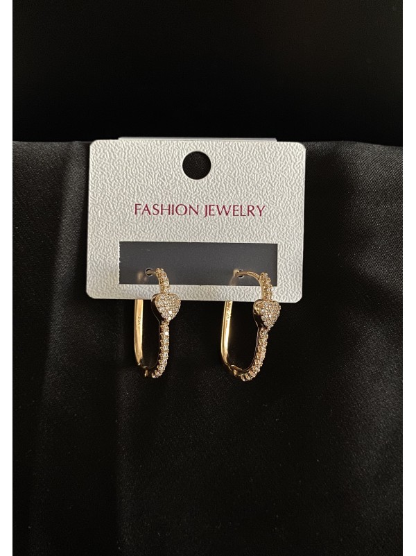 Сережки Серце з камінцями золотого кольору 31905