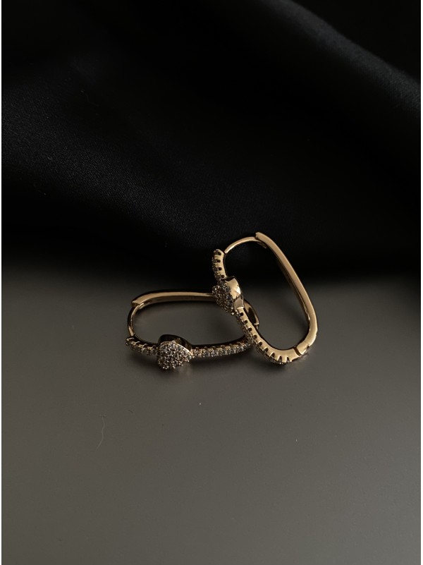 Сережки Серце з камінцями золотого кольору 31905