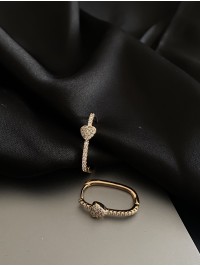 Сережки Серце з камінцями золотого кольору 31905