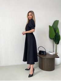 Класична сукня міді на ґудзиках чорного кольору 31915