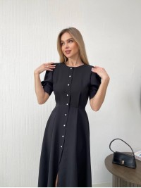 Класична сукня міді на ґудзиках чорного кольору 31915