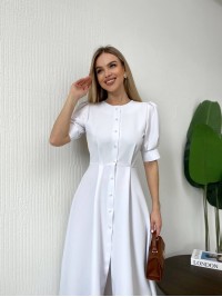 Класична сукня міді на ґудзиках бiлого кольору 31917