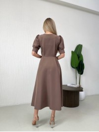 Класична сукня міді на ґудзиках кавового кольору 31918