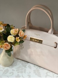 Ділова жіноча сумка із еко-шкіри пудрового кольору 31943