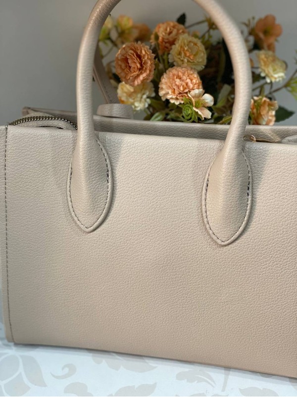 Ділова жіноча сумка із еко-шкіри бежевого кольору 31960