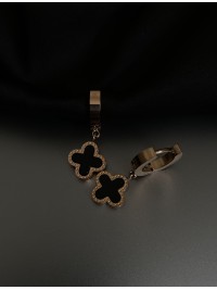 Сережки "Конюшина" застібка - кільце золотого кольору 31962