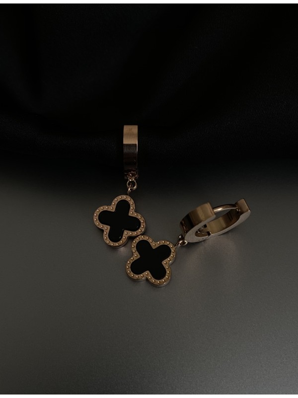 Сережки "Конюшина" застібка - кільце золотого кольору 31962