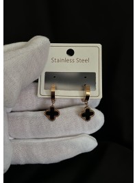 Сережки "Конюшина" застібка - кільце золотого кольору 31962