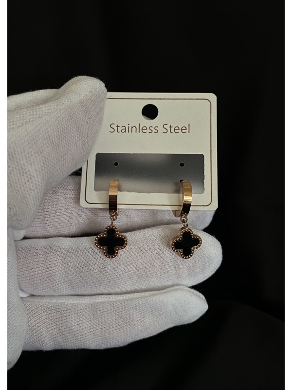 Сережки "Конюшина" застібка - кільце золотого кольору 31962