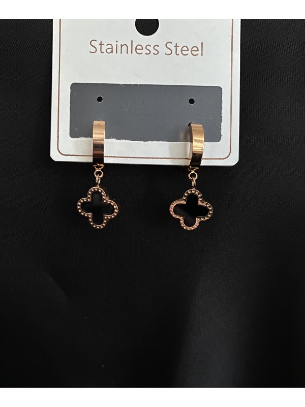 Сережки "Конюшина" застібка - кільце золотого кольору 31962