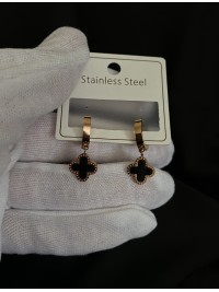 Сережки "Конюшина" застібка - кільце золотого кольору 31962